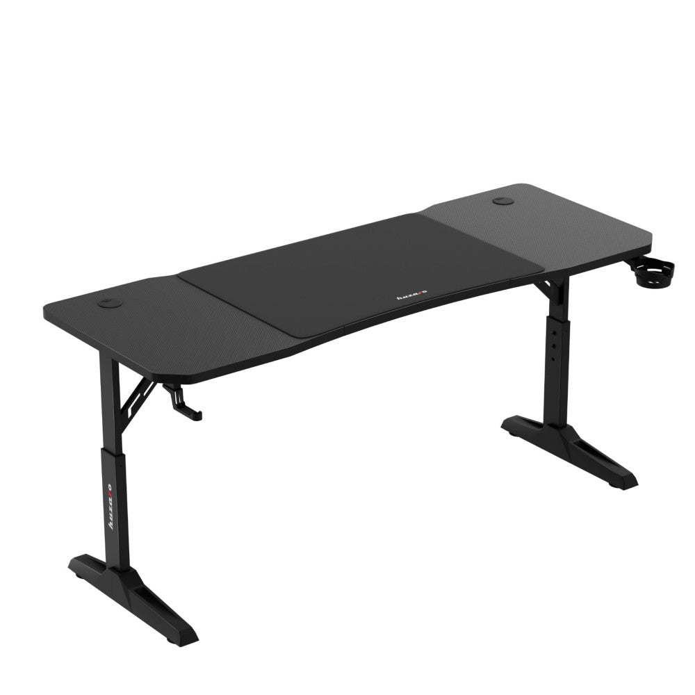Frontvisning av Huzaro Hero 4.6 Black 160 cm gamingbord