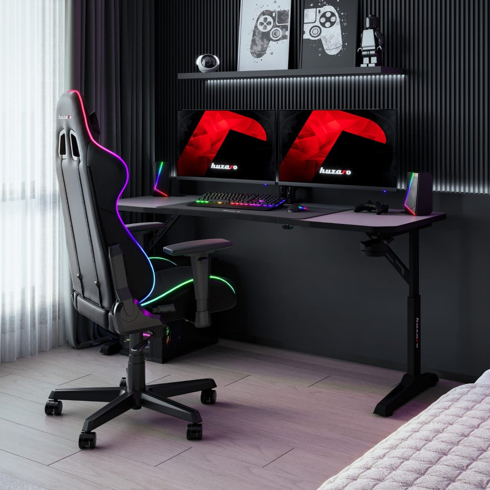 Bein og ramme på Huzaro Hero 4.6 Black gamingbord, svart