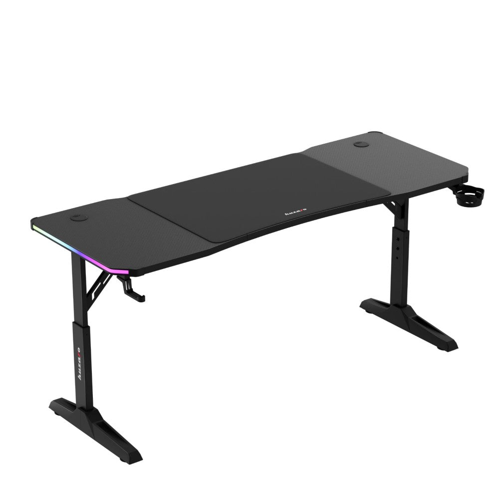 Detaljbilde av RGB LED-stripe på Huzaro Hero 4.6 gamingbord kant