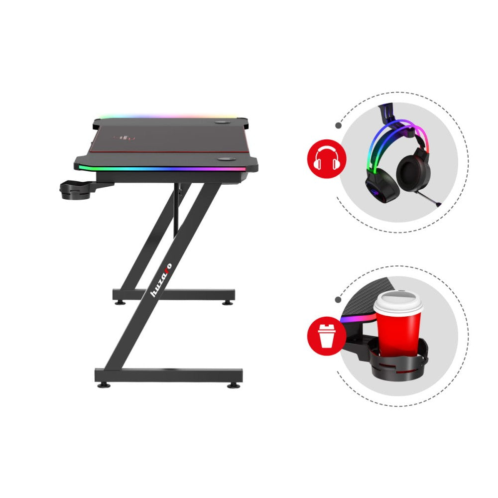 Huzaro Hero 4.8 RGB gamingbord – kabelgjennomføringer i bordplaten