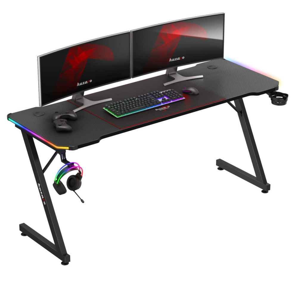 Huzaro Hero 4.8 RGB gamingbord 160 cm – RGB-belysning tent, frontvisning