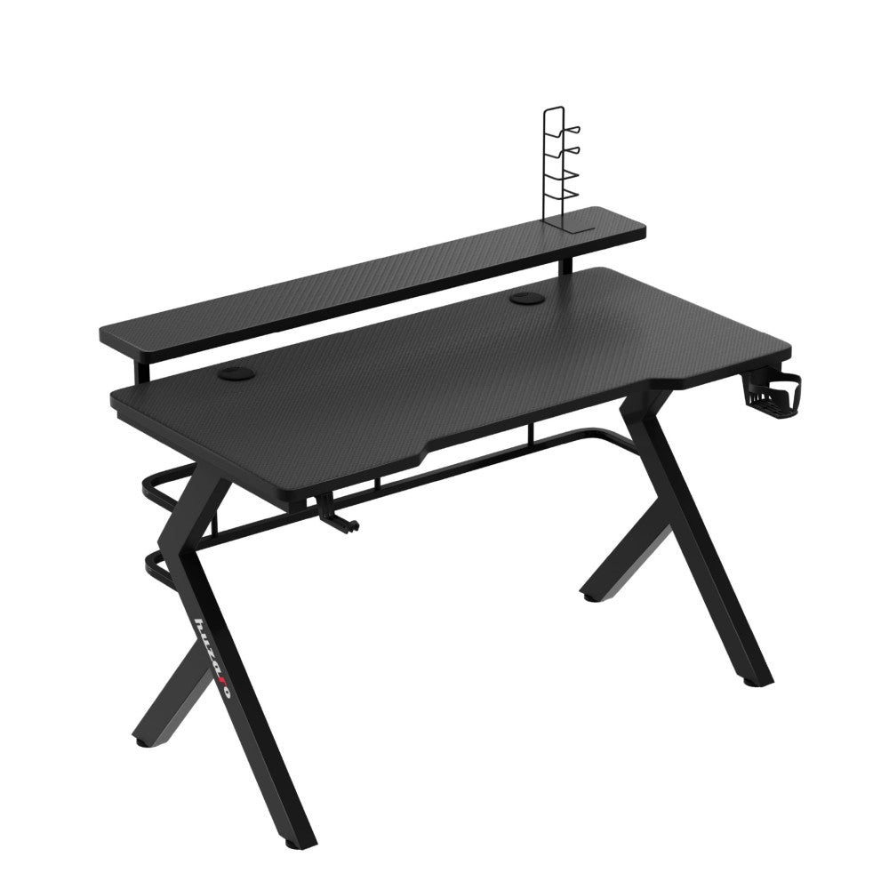 Huzaro Hero 5.0 Black – nærbilde av carbon MDF-bordplate 1,8 cm