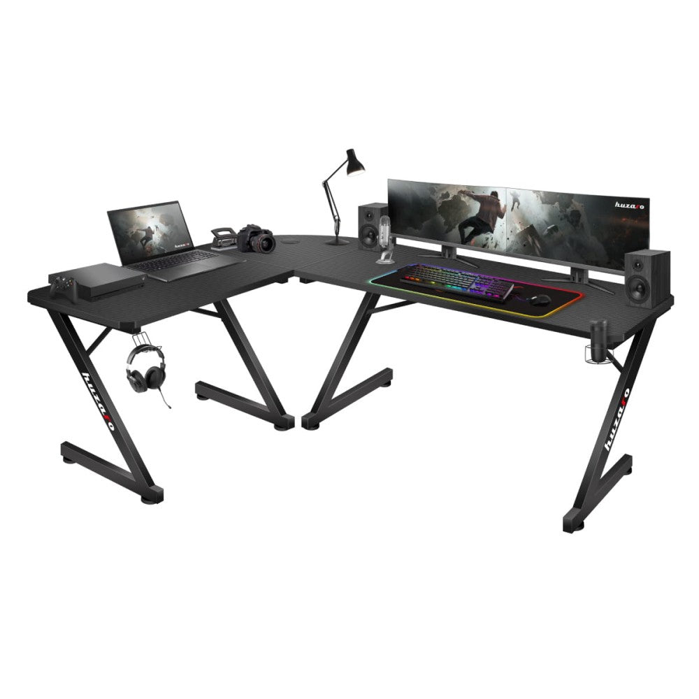 Huzaro Hero 7.0 svart gamingbord 154 cm sett forfra med carbonbelegg