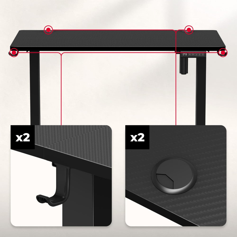 Huzaro Hero 7.9 svart 100 cm – bordplate ovenfra