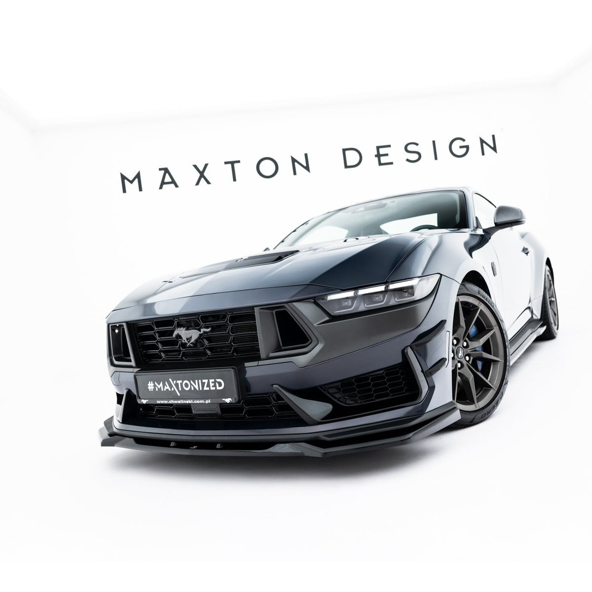 Frontsplitter til Ford Mustang Dark Horse Mk7 i blank sort ABS