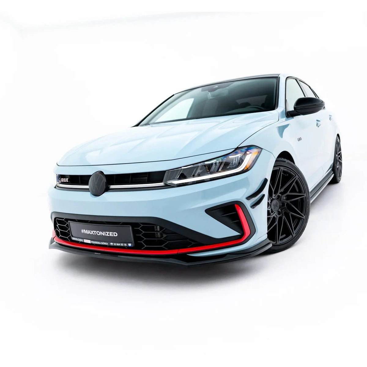 Frontsplitter i blank sort ABS til Volkswagen Jetta GLI Mk7 Facelift 2