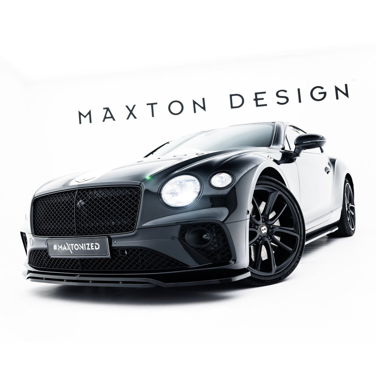 Frontsplitter til Bentley Continental GT Coupe Mk3 i blank sort ABS-plast