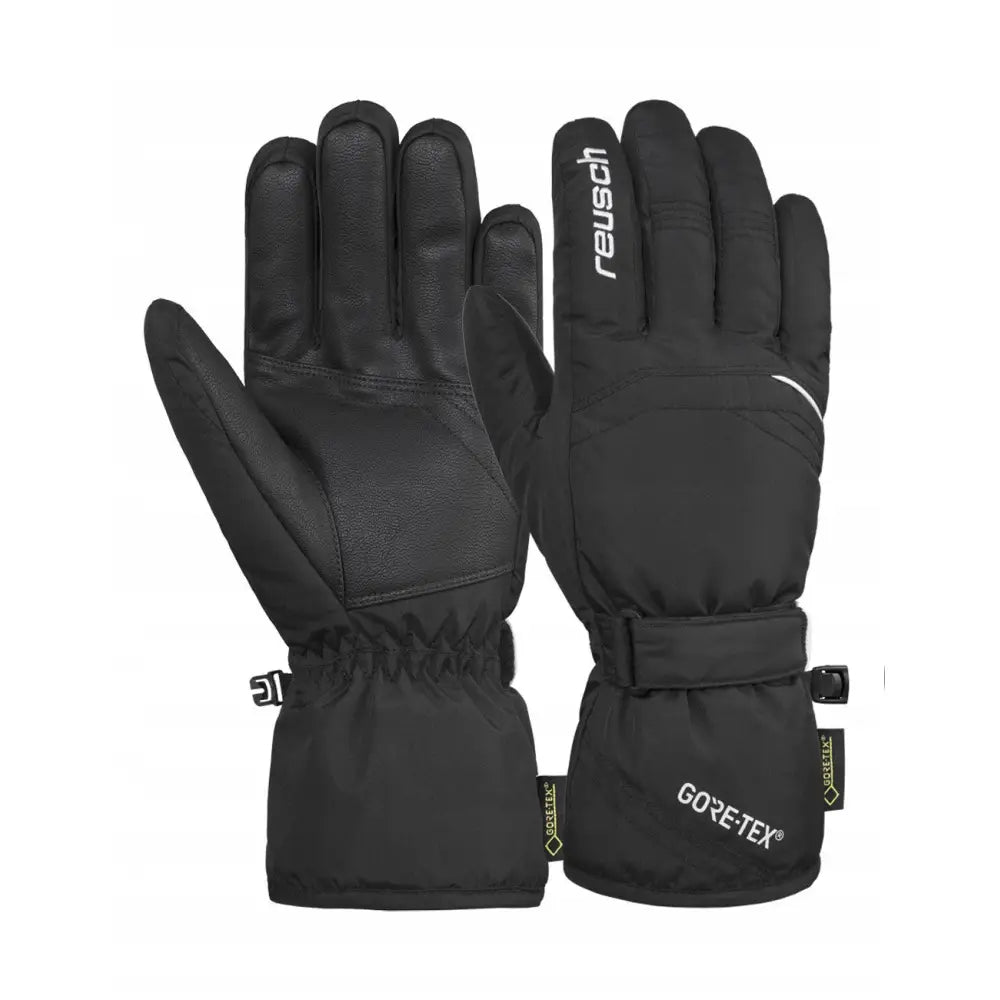 Herrehansker Reusch Stefano GTX, sorte med forsterket håndflate, justerbar stropp og synlig GORE-TEX-logo.