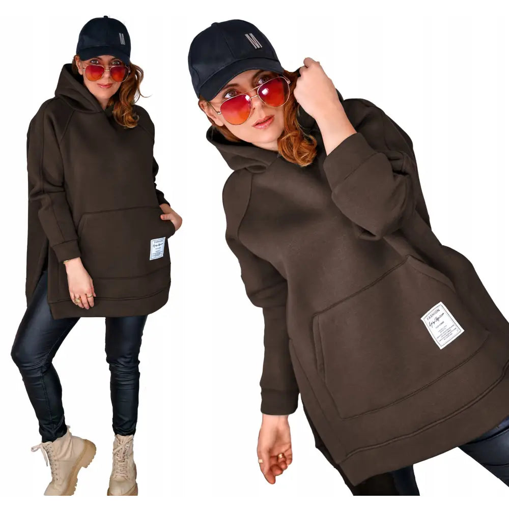 Hettegenser med Kengurulomme i Løs Passform - Høstsjokolade