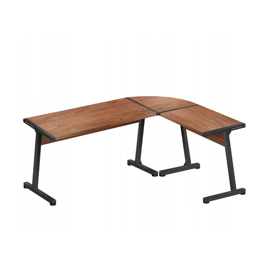 Hjørneskrivebord Huzaro Mark Adler Leader 5.5 WN, skrå vinkel som viser L-form og robuste svarte metallben.