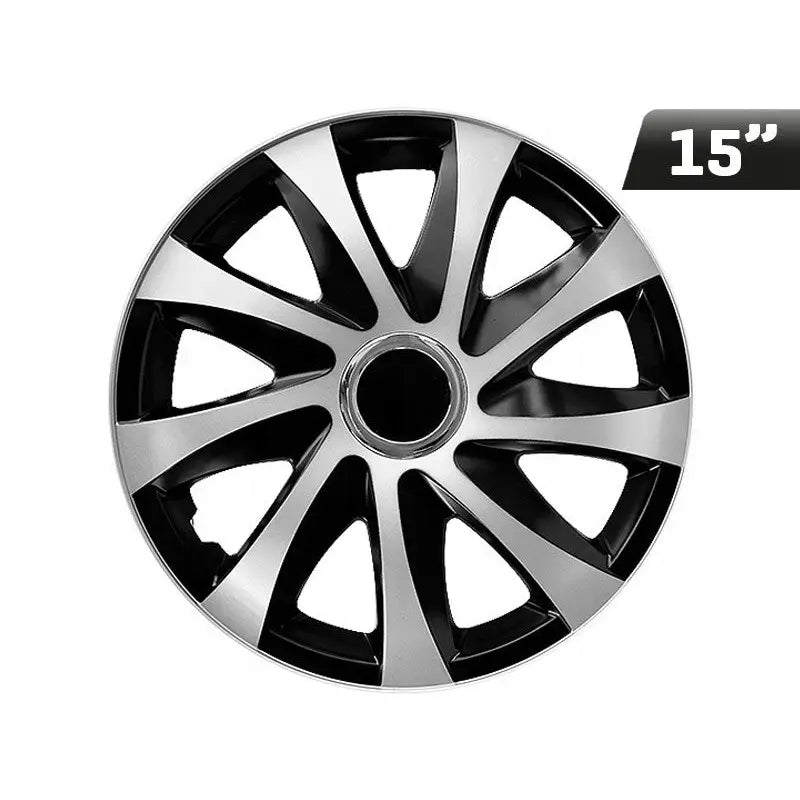 Hjulkapsler Drift Extra Sølv - Svart 15’’ 4 Stk
