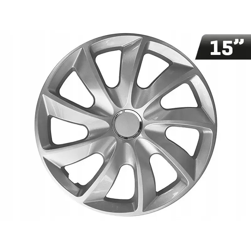Hjulkapsler Stig Sølv Lakkert + Ring 15’’ 4 Stk.