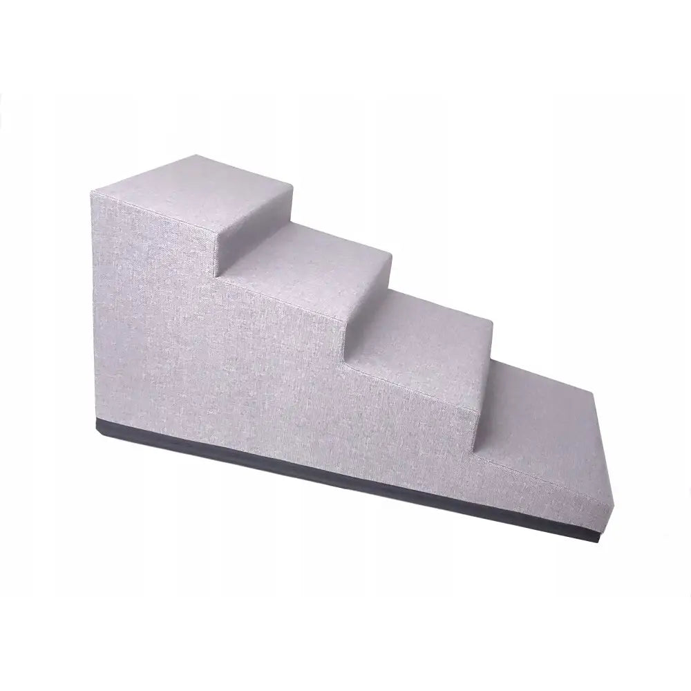 Hundetrapper Skråning med 4 Trinn 40cm, grå tekstiltrapp med tre synlige trinn og sort kant, sett fra siden.