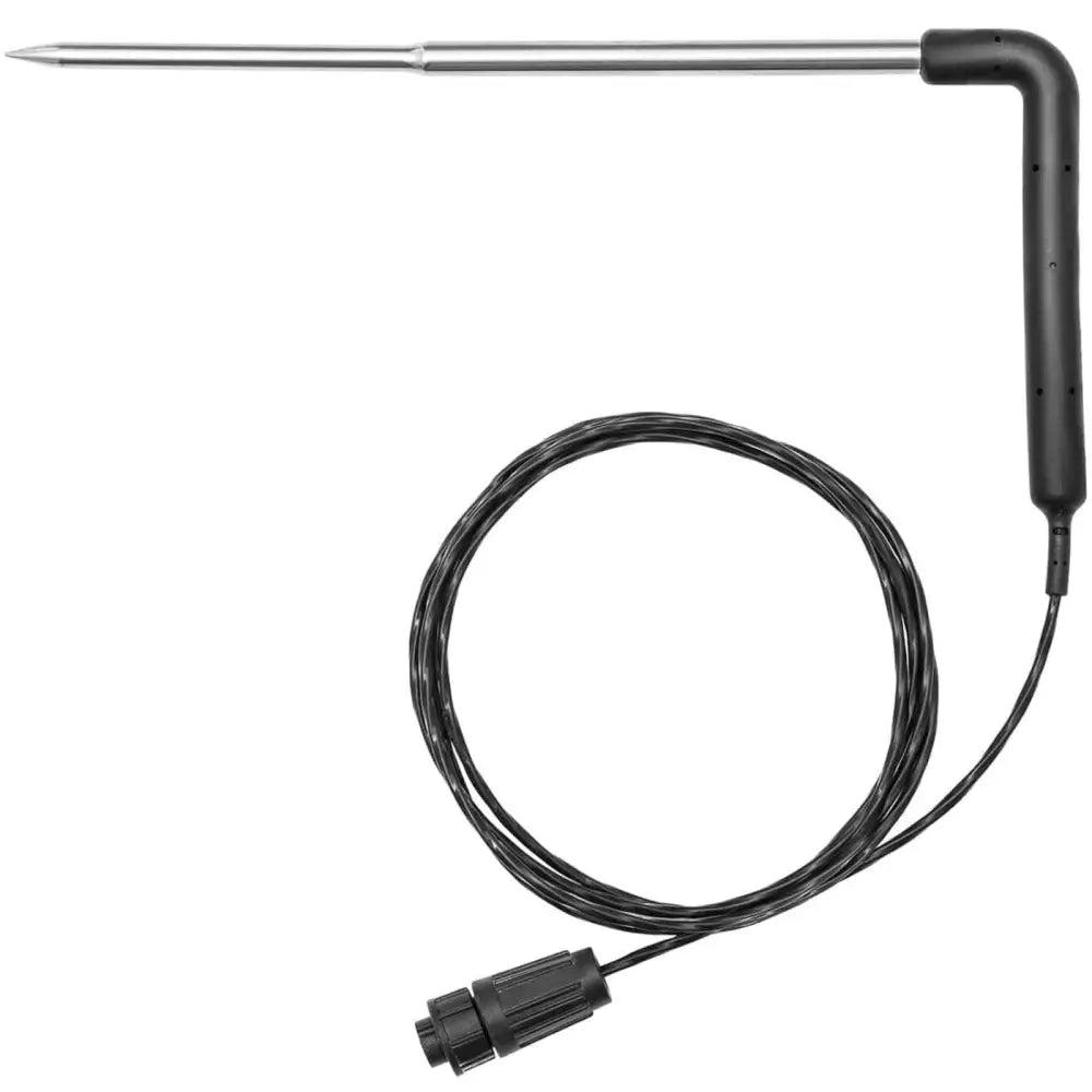 Hurtigkjøler med LCD-skjerm, nærbilde av metallspiss og sort plasthåndtak med tilkoblet ledning.