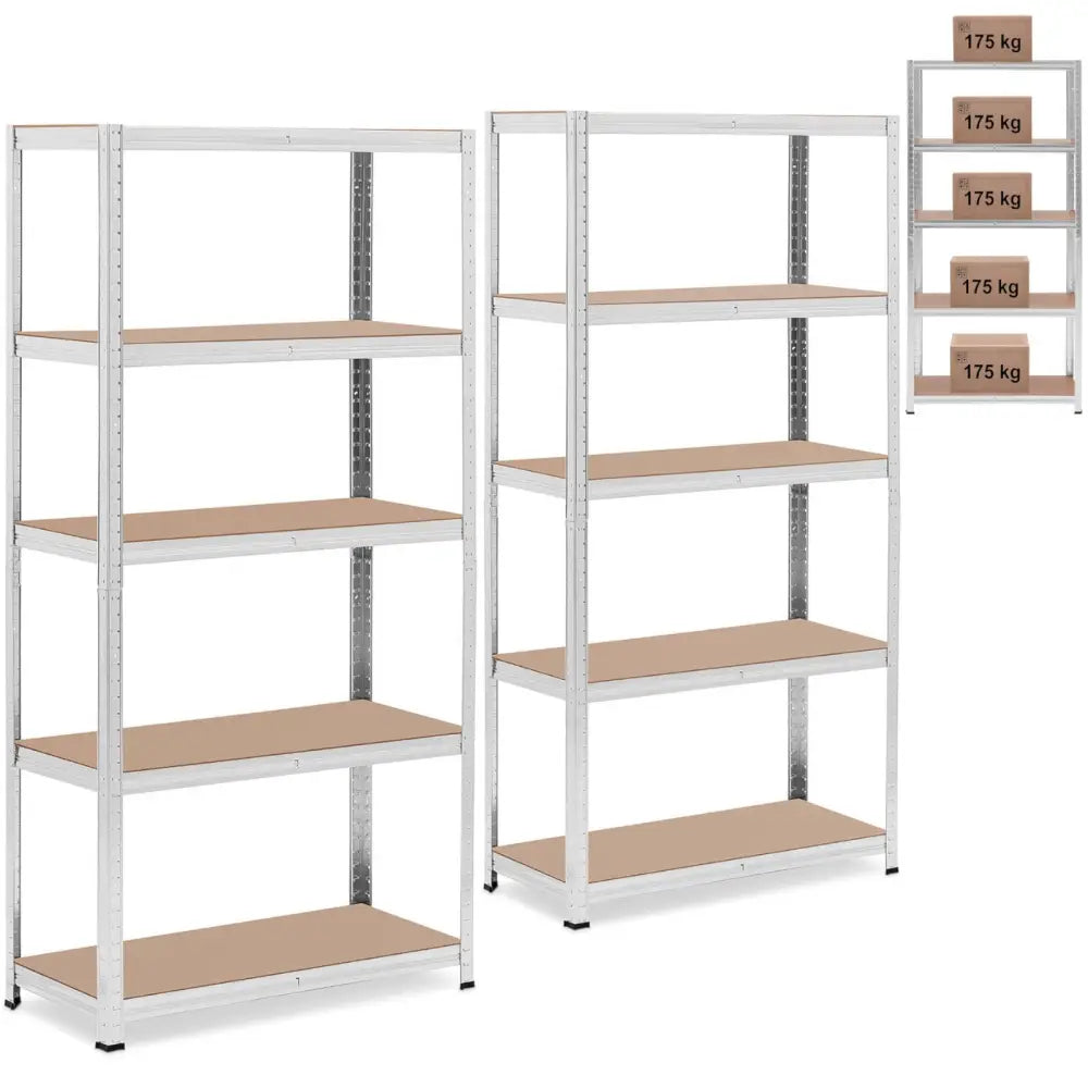 Hylle med fem Hyller 875 Kg 90 x 40 x 180 Cm Grå 2 Stk