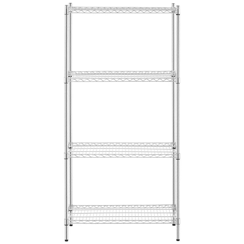 Hyller for Verksted i Krom 4 Hyller 1 t 1000 Kg 90x45x180 Cm