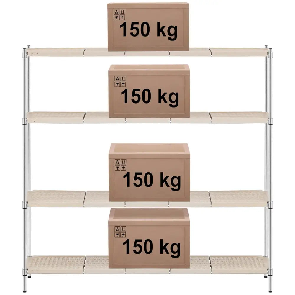 Hyller i Metall Lagringsenhet 4 Hylleåpninger m / Innlegg Opptil 600 Kg 180x45x180 Cm