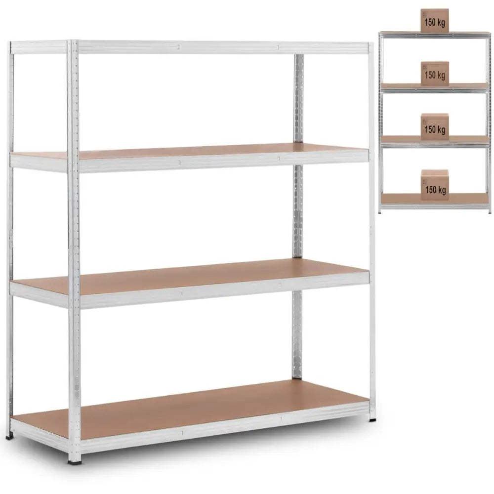 Hyllestativ Metall 4 Hyller 600 Kg 160 x 60 x 180 Cm Grå