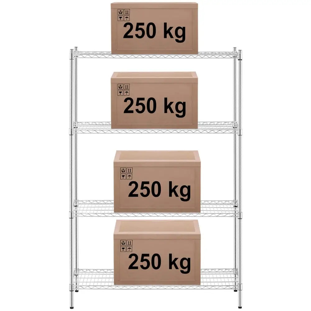 Hylleverksted Krom 4 åpne Hyller Opptil 1 Tonn 1000 Kg 120x45x180 Cm