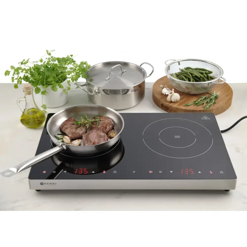 Induksjonskomfyr med Berøringspanel 2 Kokefelter 3500w Hendi 239285