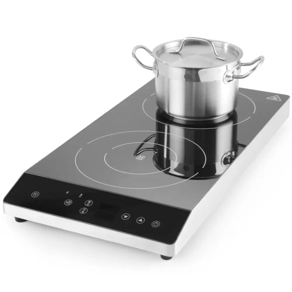 Induksjonstopp Bærbar 2 Brennere Oblique ø22 Cm 3500 w 230 v - Hendi 239438