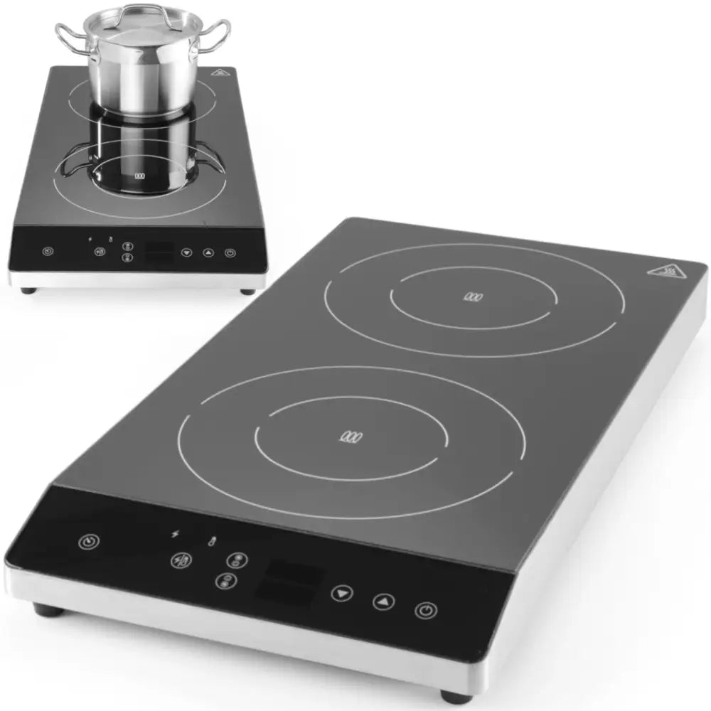 Induksjonstopp Bærbar 2 Brennere Oblique ø22 Cm 3500 w 230 v - Hendi 239438