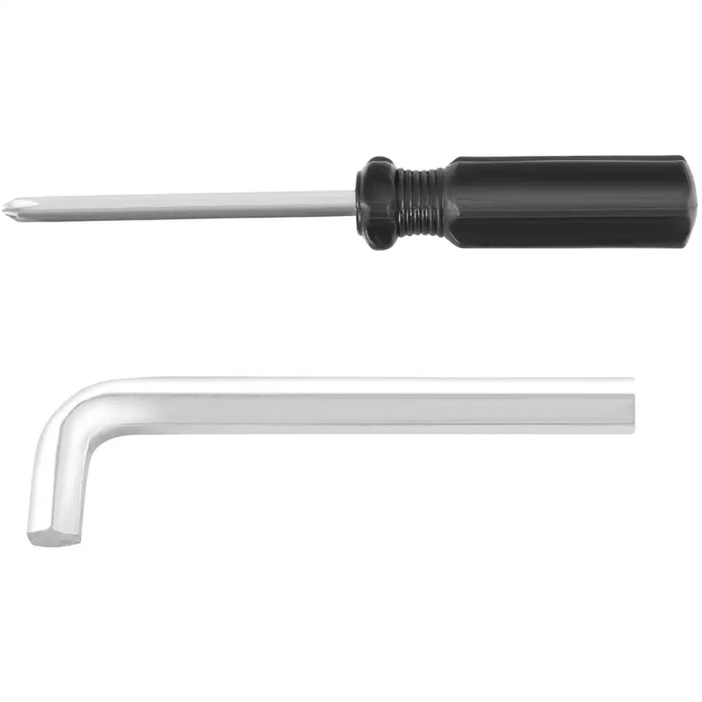 Stjerneskrutrekker og unbrakonøkkel til Industriell Mat, Urter og Grønnsaker Tørketrommel, sidevisning på hvit bakgrunn.