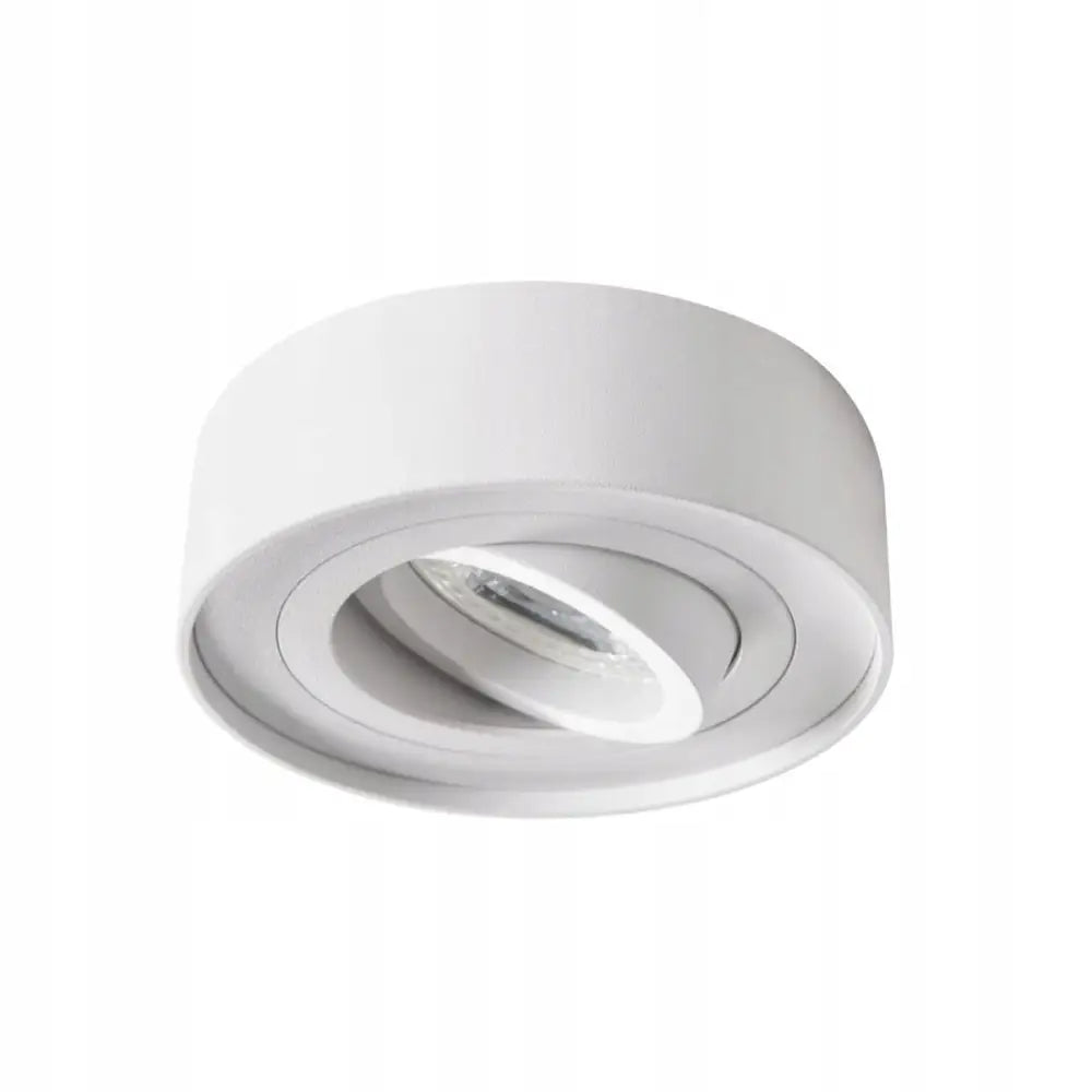 Innbygget taklampe Mini Bord, rund hvit spot med matt overflate, justerbar lyssokkel synlig nedenfra.