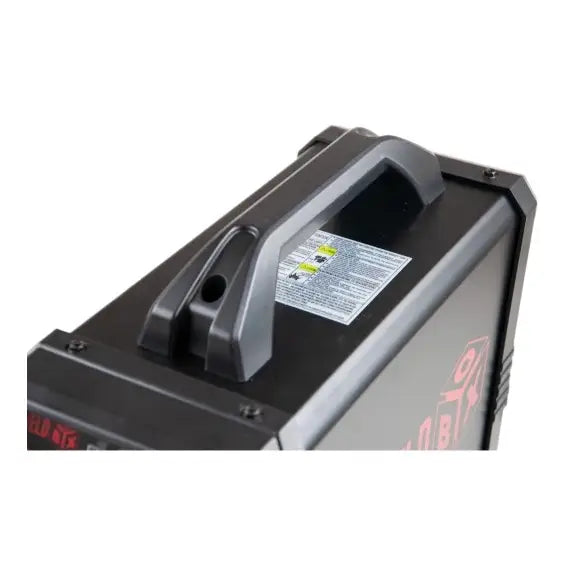 Invertersveisemaskin Mig 250, skrå oversikt som fremhever håndtak, informasjonsmerke og robust metallkonstruksjon.