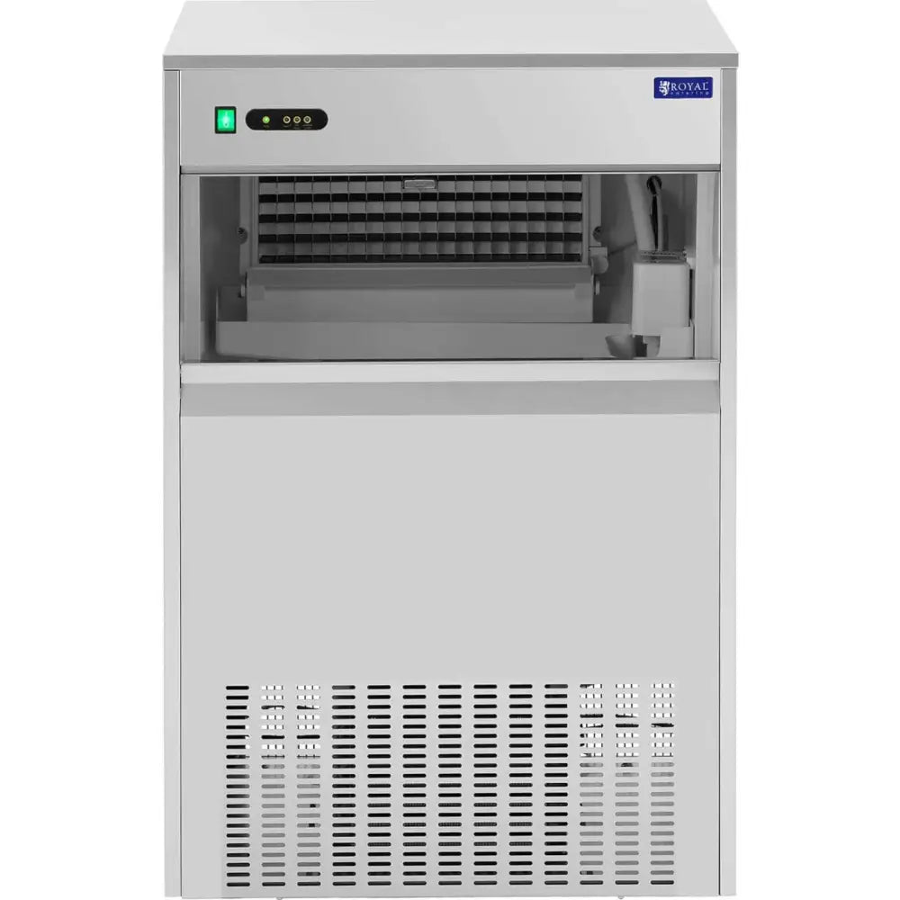 Ismaskin for barer, frontbilde med åpen dør som viser innmat og tydelig betjeningspanel med grønne lamper.