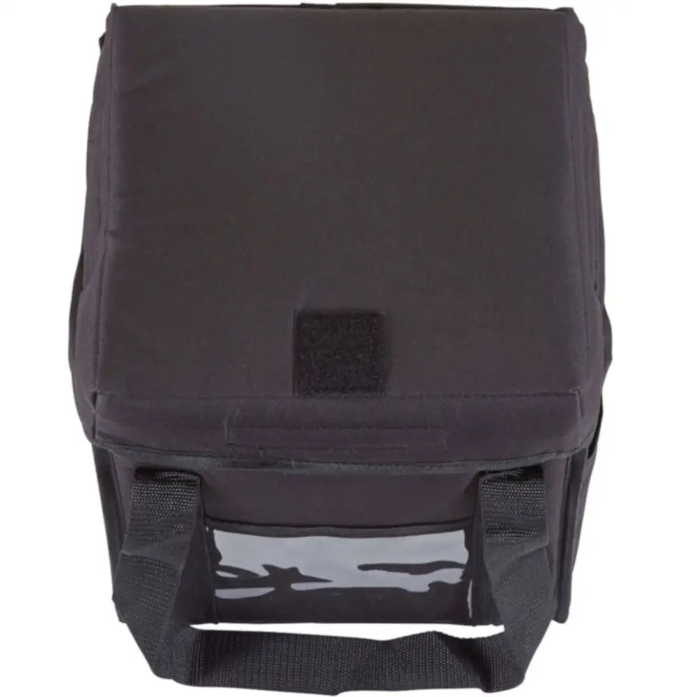 Isolert leveringstermopose 17 l, sett ovenfra med åpen borrelåslukking og synlig plastlomme på forsiden.