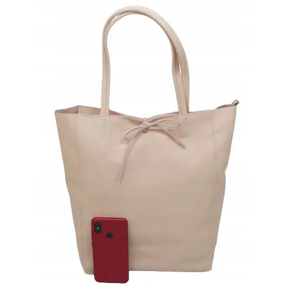 Italiensk Ekte Lær Stor Nettveske Shopper Bag