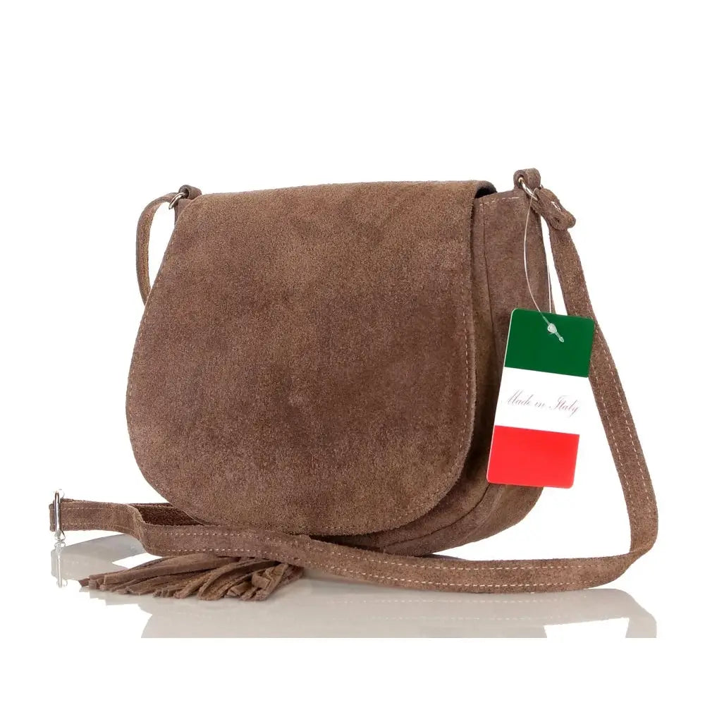 Italiensk Ekte Skinn Semsket Veske med Klaff