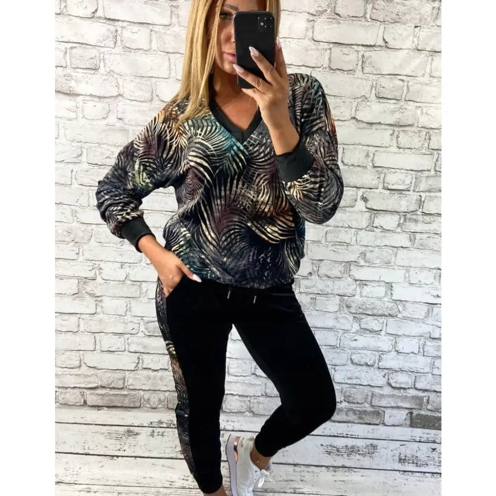 Italiensk Fløyelskjole 44 46 48 50 52 Flerfarget Blad