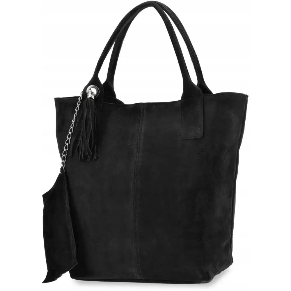 Italiensk Semsket Skinnpose Vera Pelle Stor Dameveske Boho Stil