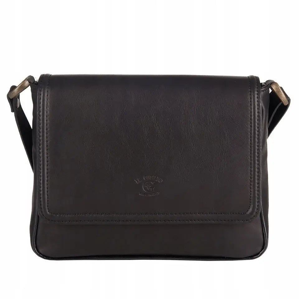 Italiensk Svart Kalveskinns Veske Skulderveske