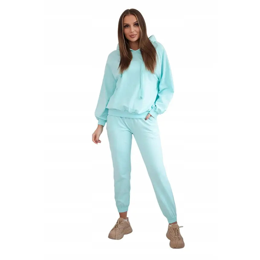 Joggesett med Hettegenser + Joggebukse - Populær Ensfarget Grønn/mynte