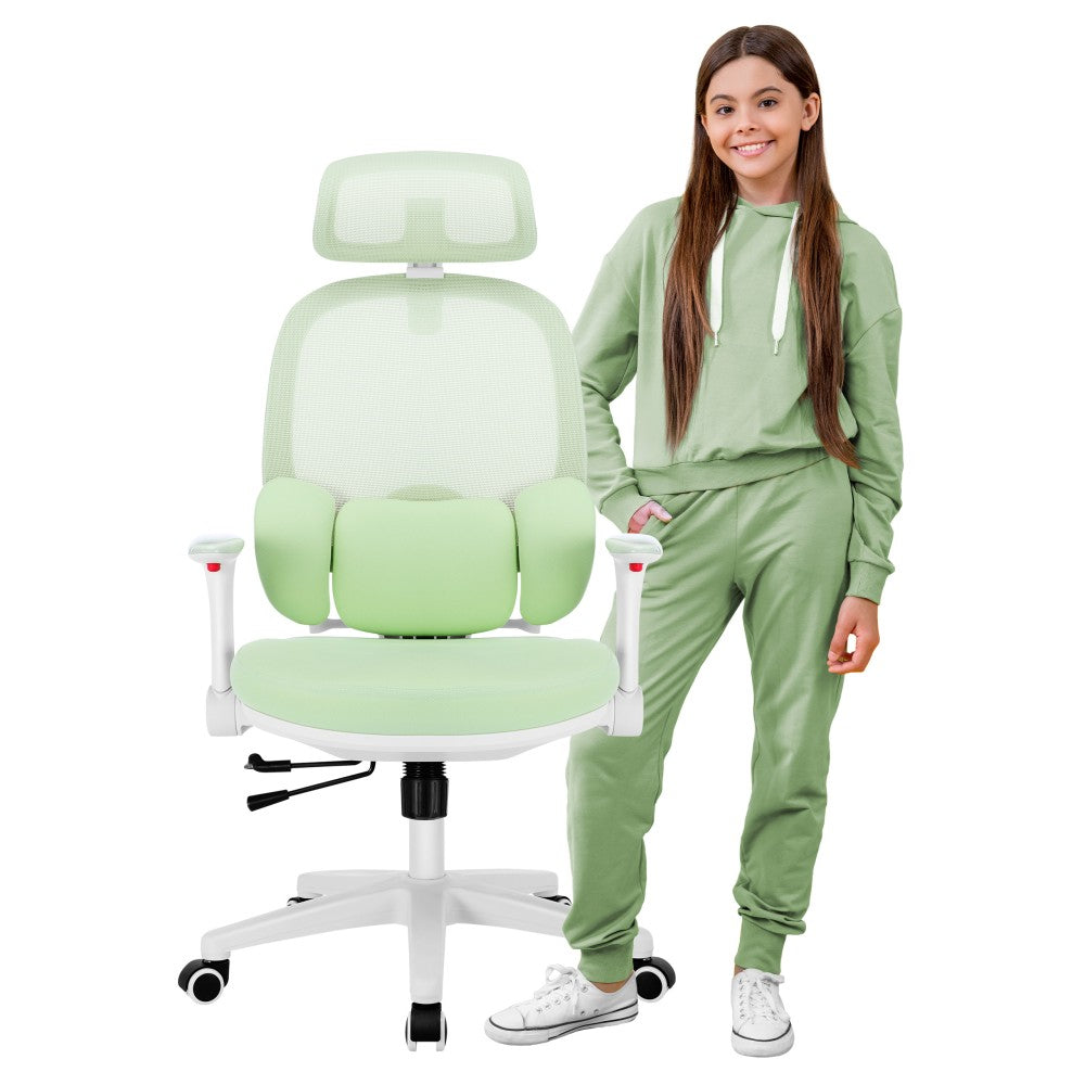 Mark Adler Junior 6.3 grønn ergonomisk skrivebordsstol for barn – sett forfra