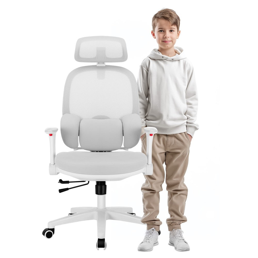 Mark Adler Junior 6.3 grå ergonomisk skrivebordsstol for barn – sett forfra