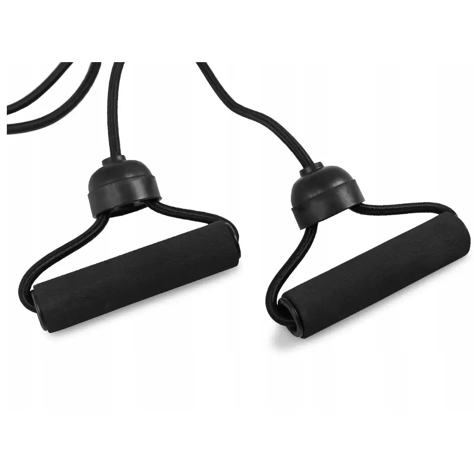 Justerbar sammenleggbar treningsbenk Zipro Tempo, to svarte håndtak med skumgrep og elastiske bånd, sett ovenfra.