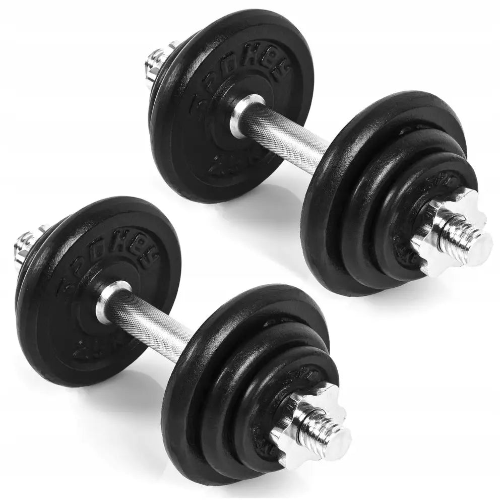 Justerbare manualer med sorte vektskiver og rillede metallhåndtak, sett fra skrå vinkel på hvit bakgrunn.