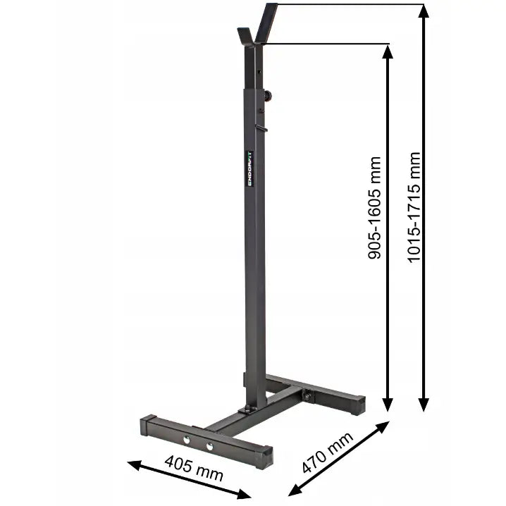 Justerbare Vektstangstativ Endorfit EH, sideprofil som fremhever målmarkeringer og justerbar høyde på stativet.