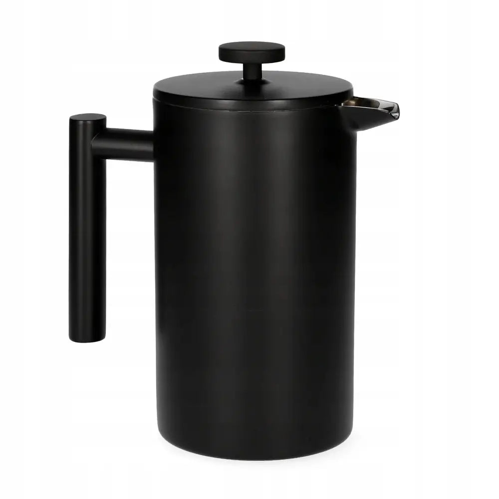 Kaffetrakter og tebrygger Blanche 1 L i matt svart metall, skrå vinkel med rett håndtak og rund knott.