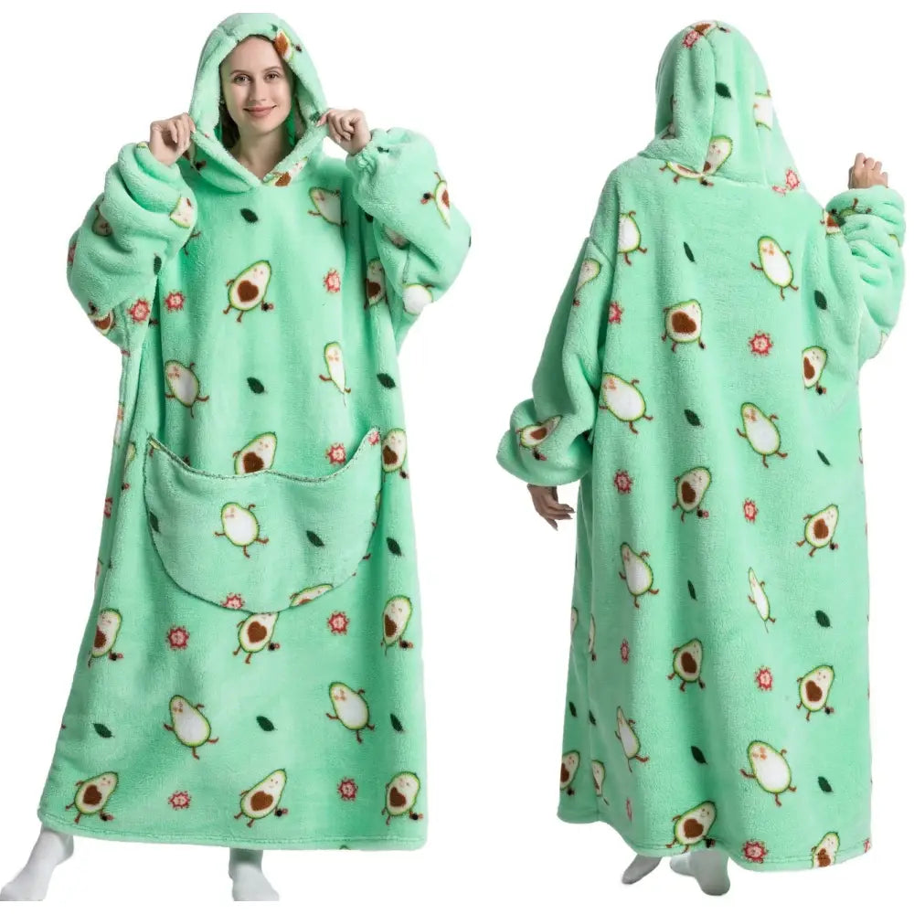 Kåpe med Ermer Oversize Tykk Lang Hettegenser som Gave Varm Pelsaktig 3-i-1