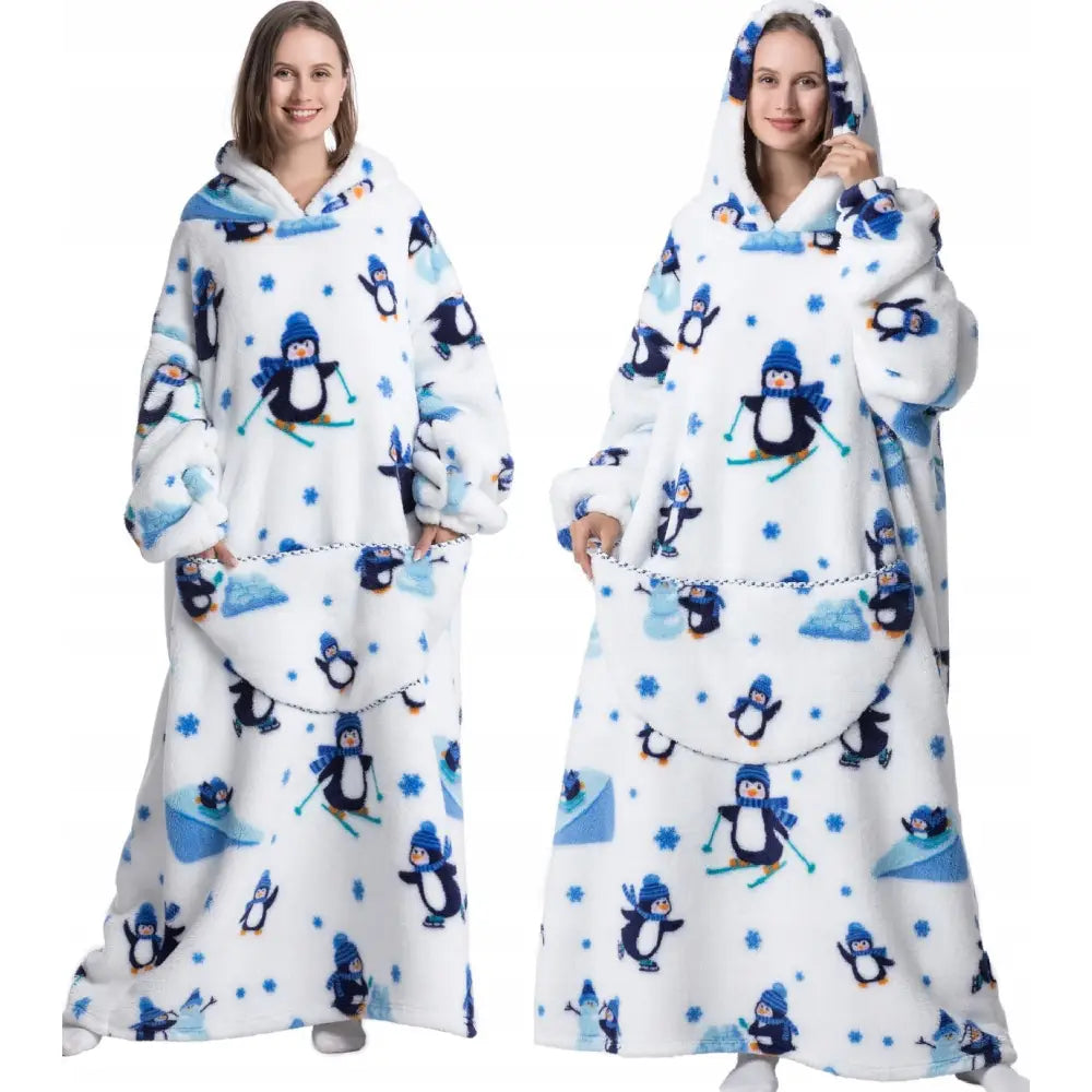 Kåpe med Ermer Oversize Tykk Lang Hettegenser som Gave Varm Fuskepels 3-i-1