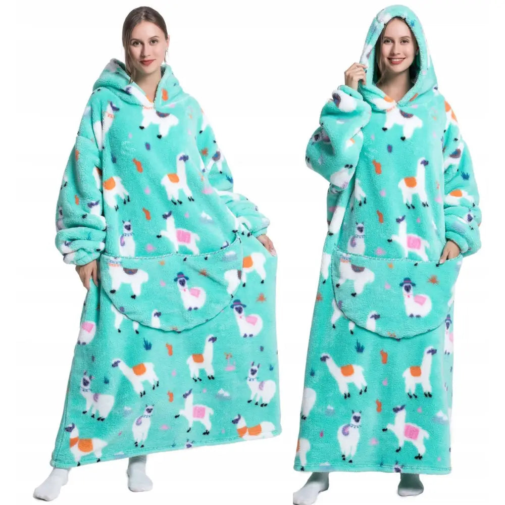 Kåpe med Ermer Oversized Tykk Lang Hettegenser som Gave Varm Hette 3i1