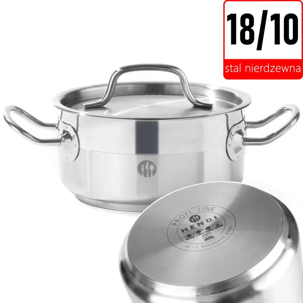 Kasserolle Profi Line med Lokk 12 l ø 320 x 150 h - Hendi 830604