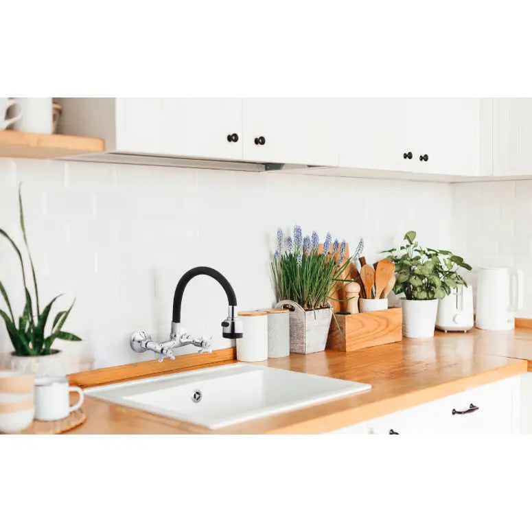 Kjøkkenbatteri med Fleksibel Tut for Oppvaskbenk