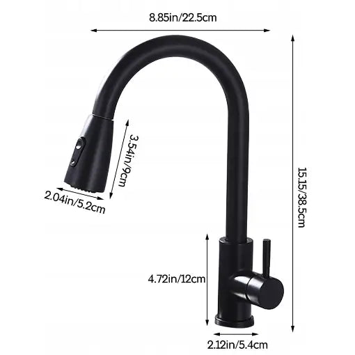 Kjøkkenbatteri med Fleksibel Tut Svart