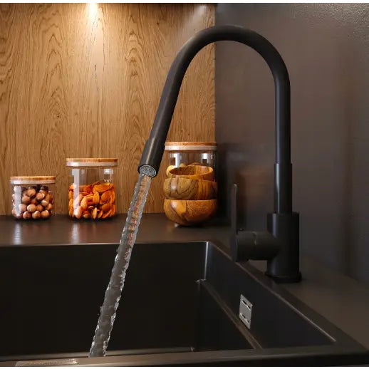 Kjøkkenbatteri Svart Fleksibel Tut Grado